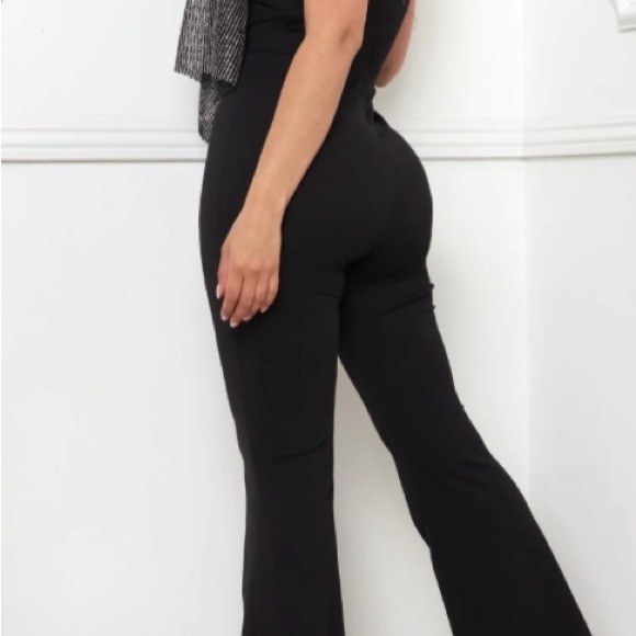 155- RHINESTONE MESH FLARE TOP JUMPSUIT - Picture 3 of 4